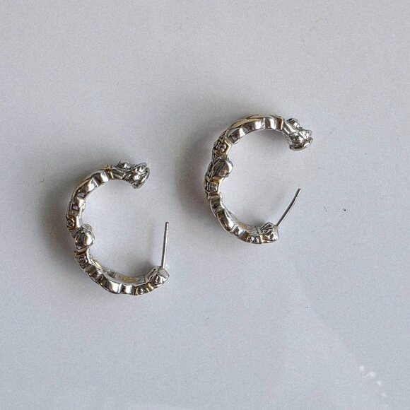 John Medeiros Hoop Earrings Small Rhodium Gold Huggie Silver Knot Classic Prepp - Picture 3 of 7
